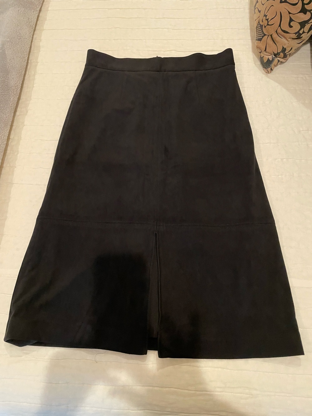 ANTONIO MELANI Black A-Line Skirt with Front Vent Faux Suede